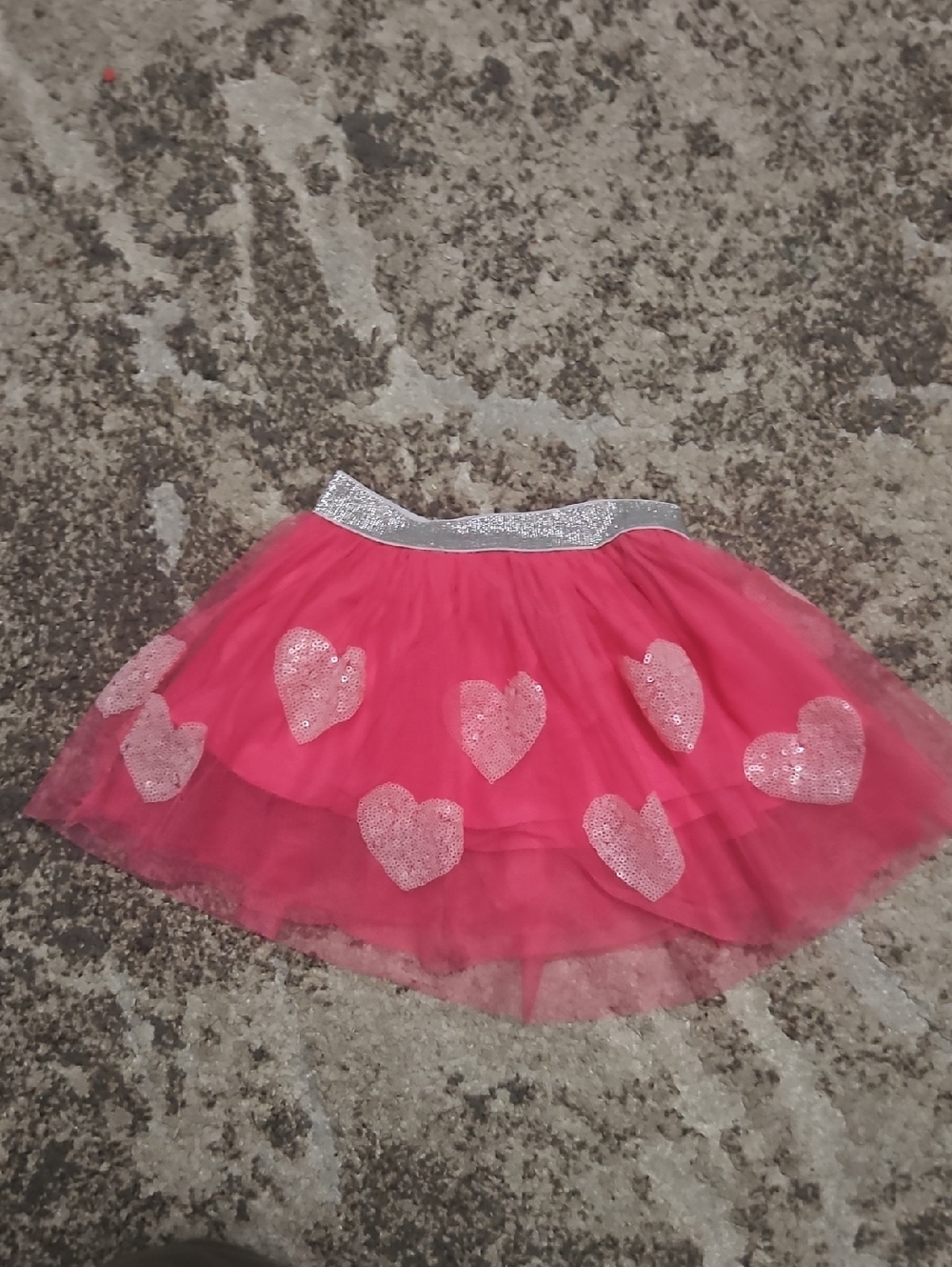 Sweet Wink Hot Pink Tulle Skirt with Silver Glitter Waistband 1-2Y